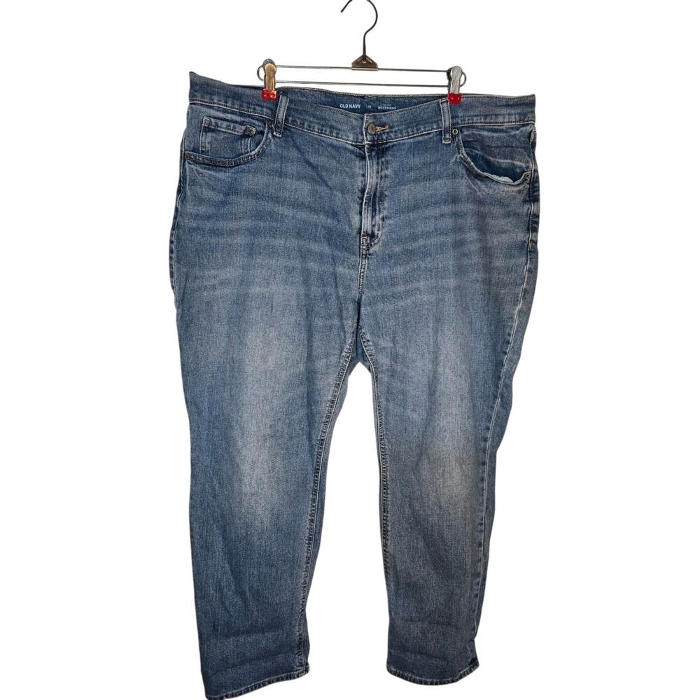 Old Navy Womens Boyfriend Jeans Oversized Size 16 Blue Denim Mid Rise Stretchy